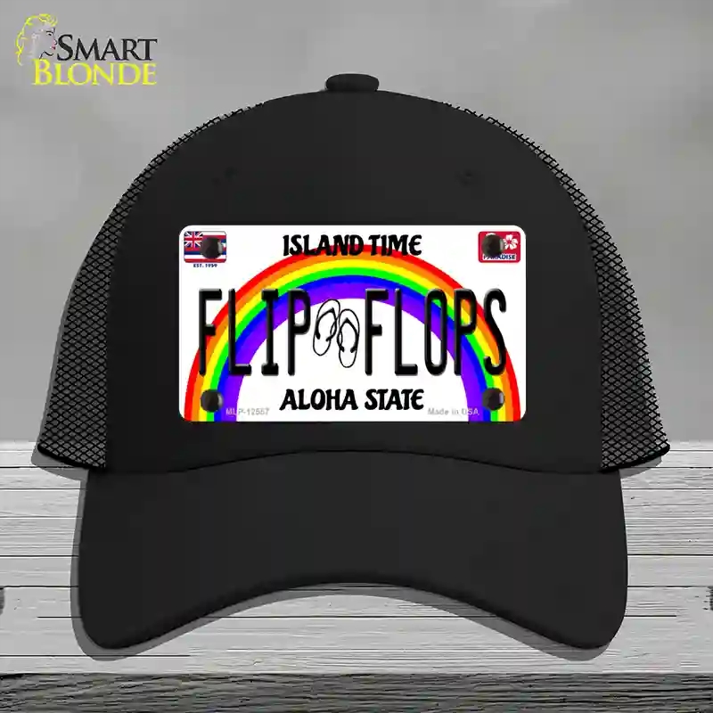 HAT01-MLP-12557 Flip Flops Hawaii Novelty License Plate Hat, Mesh - Black