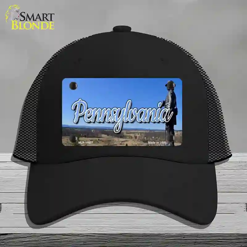 HAT01-MLP-11627 Pennsylvania Gettysburg Statue State Novelty License Plate Hat, Mesh - Black