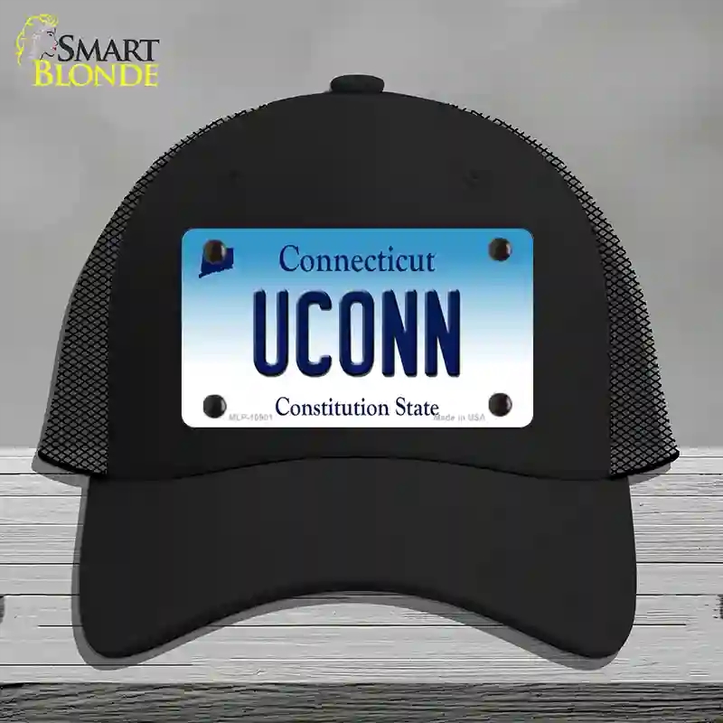 HAT01-MLP-10901 UConn Connecticut Novelty License Plate Hat, Mesh - Black