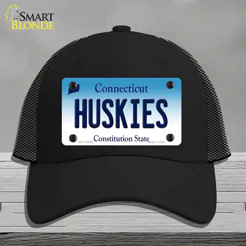 HAT01-MLP-10902 Huskies Connecticut Novelty License Plate Hat, Mesh - Black