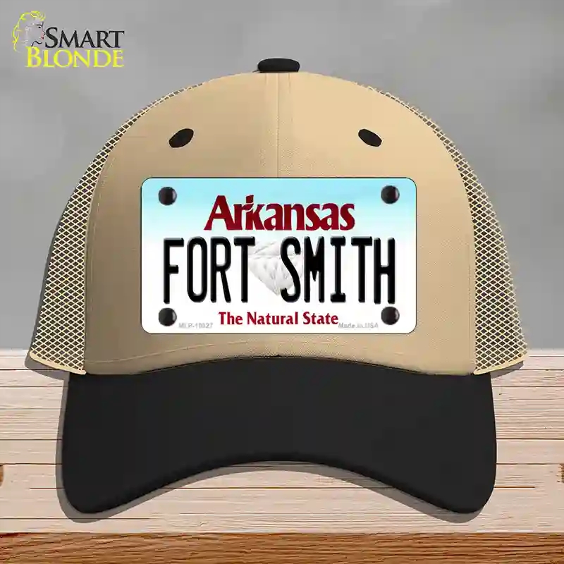 HAT02-MLP-10027 Fort Smith Arkansas Novelty License Plate Hat, Mesh - Khaki & Black