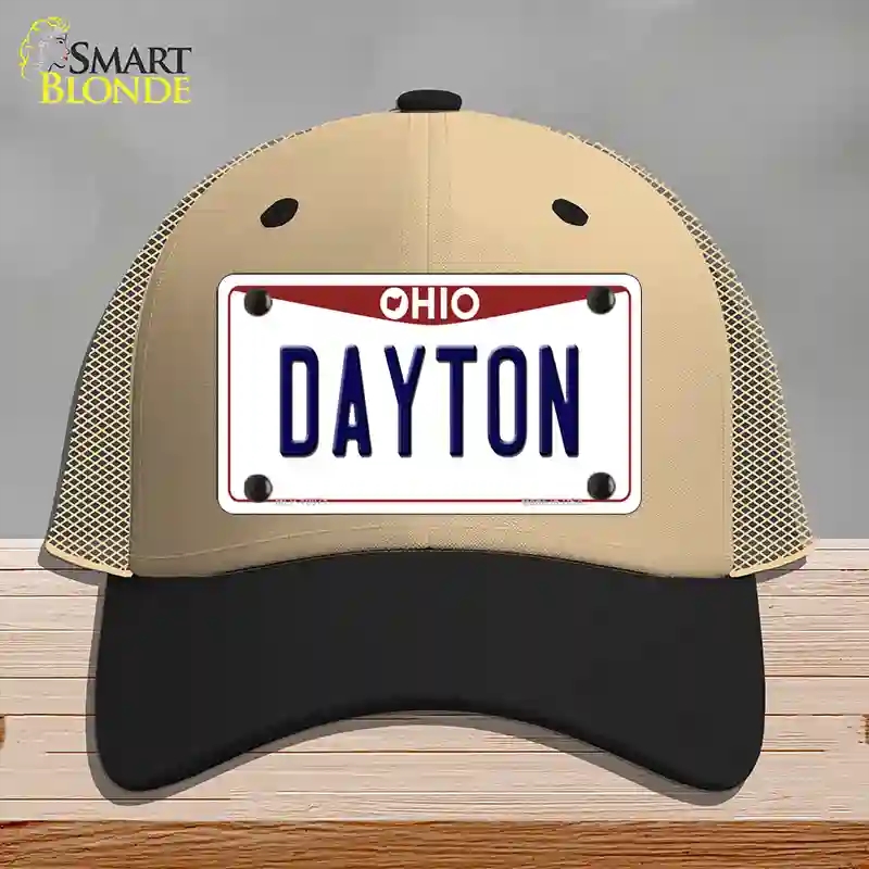 HAT02-MLP-10071 Dayton Ohio Novelty License Plate Hat, Mesh - Khaki & Black