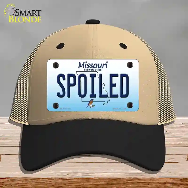 HAT02-MLP-10261 Spoiled Missouri Novelty License Plate Hat, Mesh - Khaki & Black