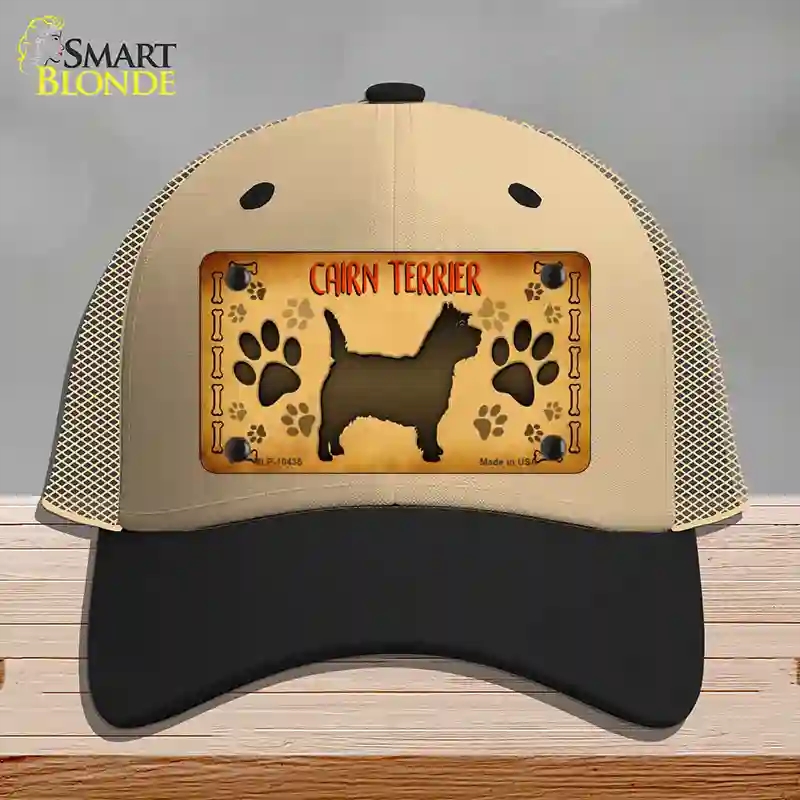 HAT02-MLP-10435 Cairn Terrier Novelty License Plate Hat, Mesh - Khaki & Black