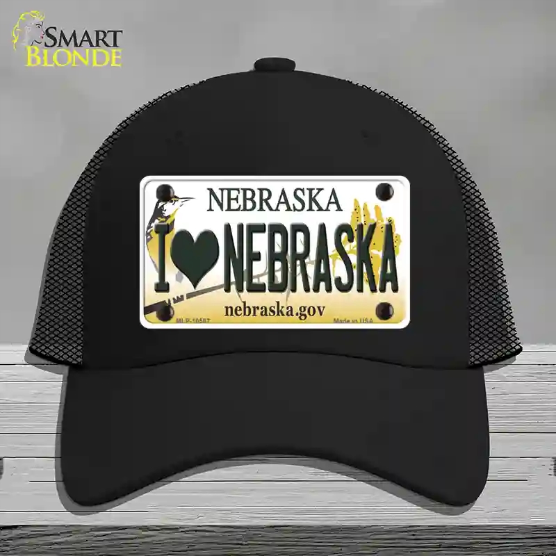 HAT01-MLP-10567 I Love Nebraska Novelty License Plate Hat, Mesh - Black