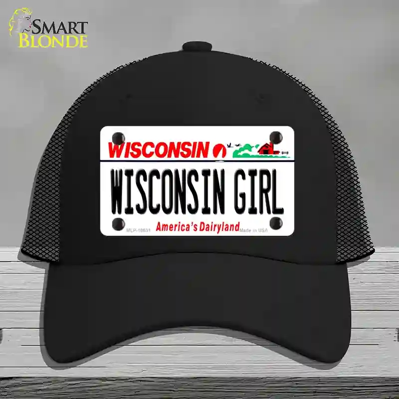 HAT01-MLP-10631 Wisconsin Girl Novelty License Plate Hat, Mesh - Black