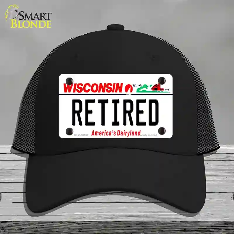 HAT01-MLP-10637 Retired Wisconsin Novelty License Plate Hat, Mesh - Black