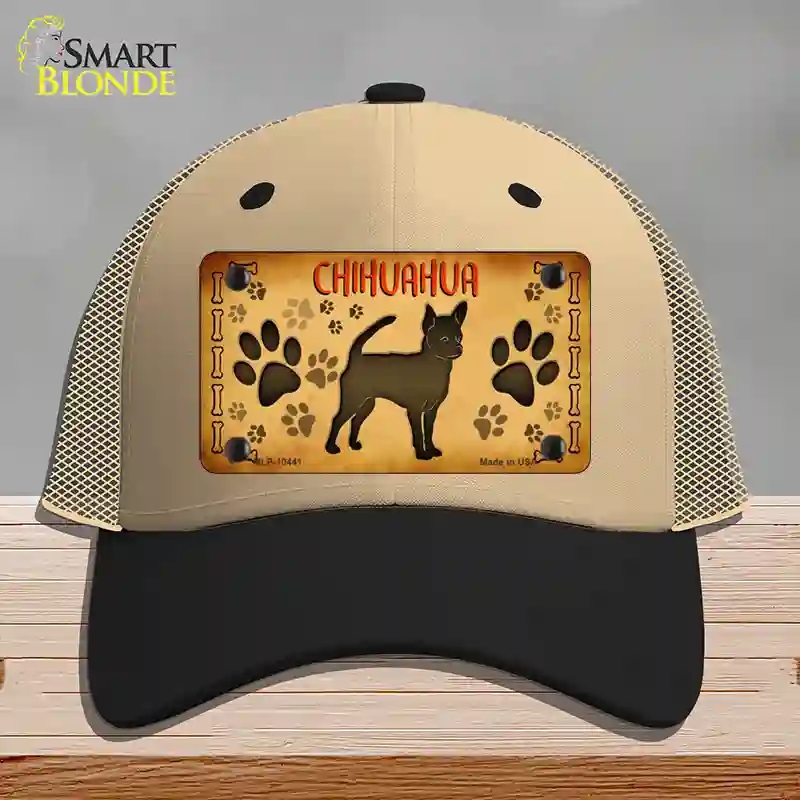 HAT02-MLP-10441 Chihuahua Novelty License Plate Hat, Mesh - Khaki & Black