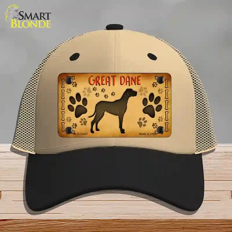HAT02-MLP-10447 Great Dane Novelty License Plate Hat, Mesh - Khaki & Black