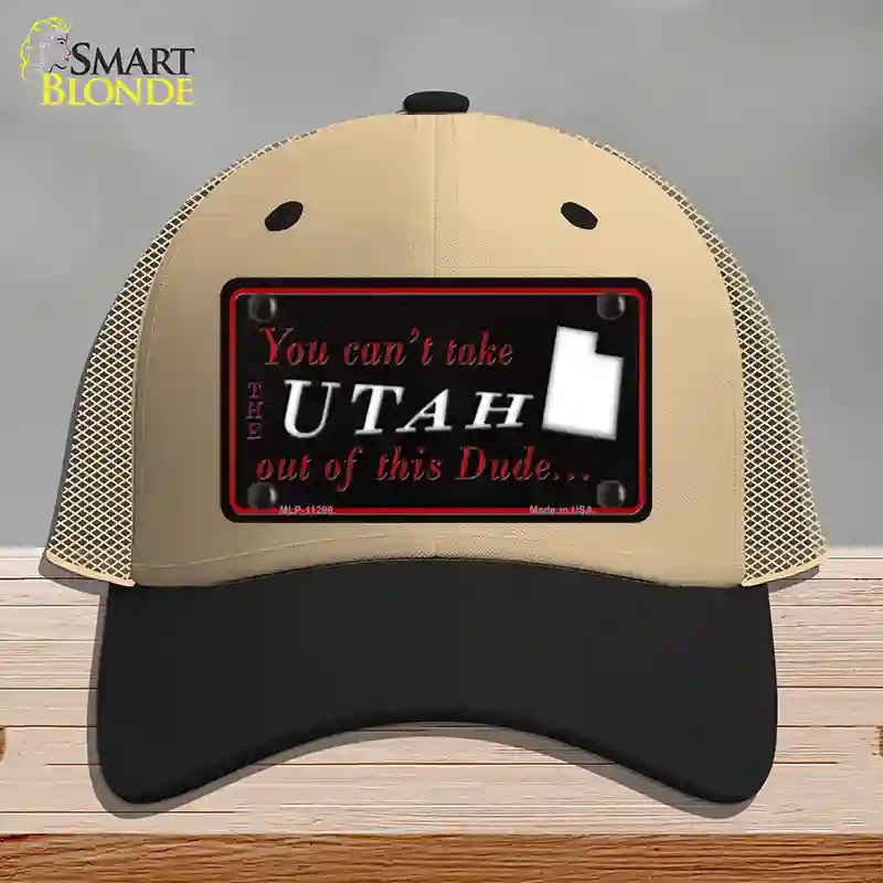 HAT02-MLP-11298 Utah Dude Novelty License Plate Hat, Mesh - Khaki & Black