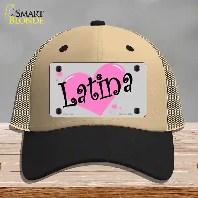 HAT02-MLP-1144 Latina Novelty License Plate Hat, Mesh - Khaki & Black