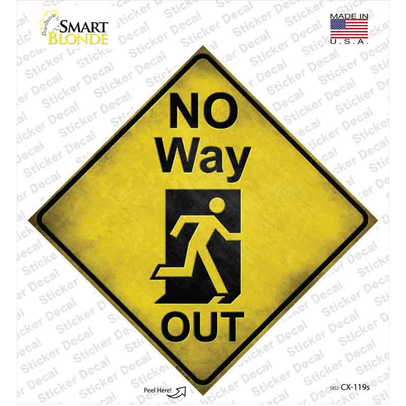 CX-119s-M No Way Out Novelty Diamond Sticker Decal, Medium