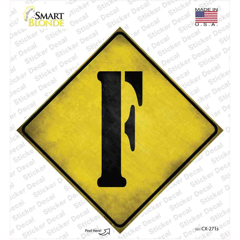 CX-271s-M Letter F Xing Novelty Diamond Sticker Decal, Medium