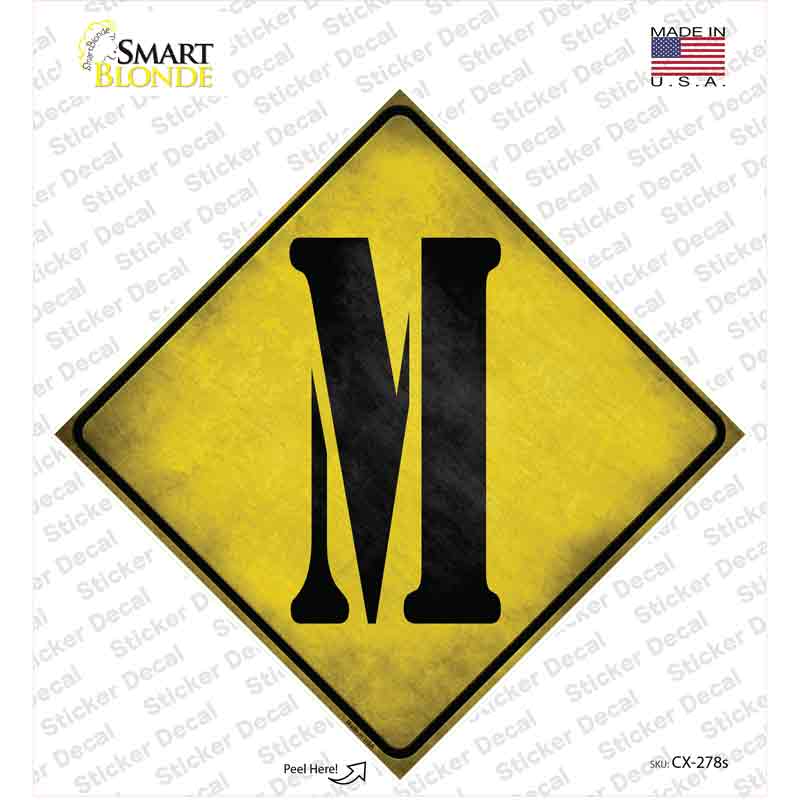 CX-278s-M Letter M Xing Novelty Diamond Sticker Decal, Medium