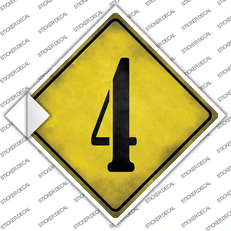 CX-301s-S Number 4 Xing Novelty Diamond Sticker Decal, Small