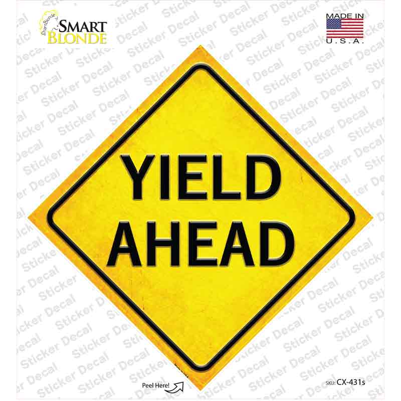 CX-431s-M Yield Ahead Novelty Diamond Sticker Decal, Medium