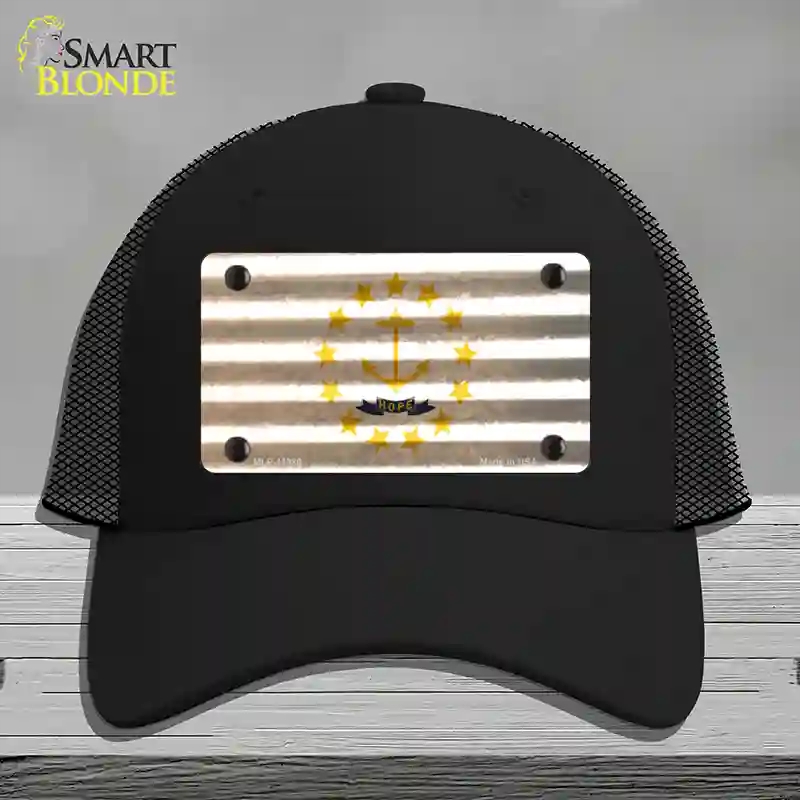 HAT01-MLP-11980 Rhode Island Corrugated Flag Novelty License Plate Hat, Mesh - Black