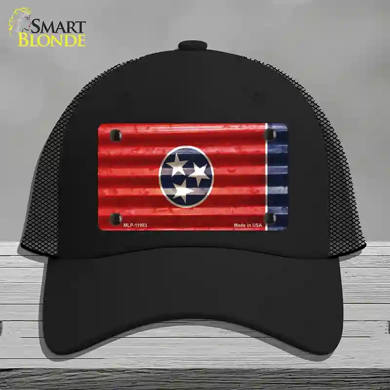 HAT01-MLP-11983 Tennessee Corrugated Flag Novelty License Plate Hat, Mesh - Black