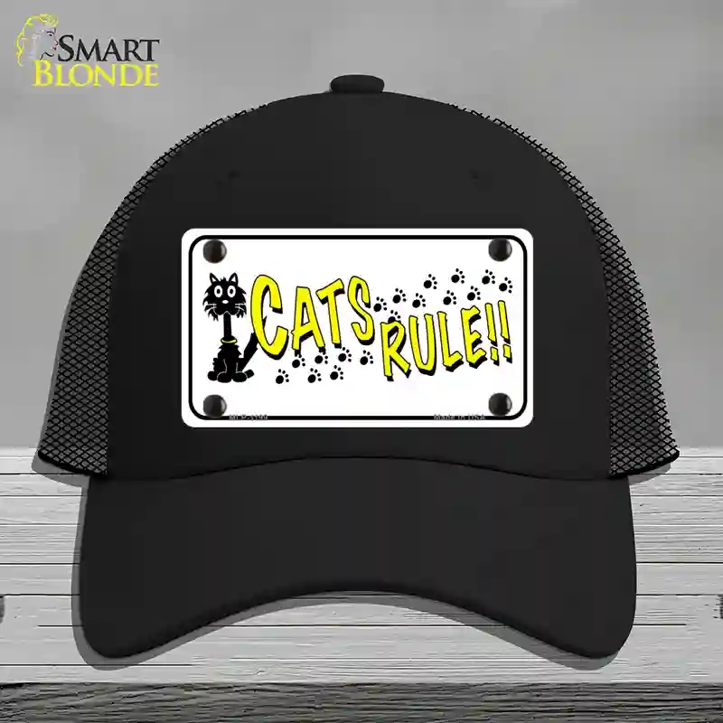 HAT01-MLP-1199 Cats Rule Novelty License Plate Hat, Mesh - Black