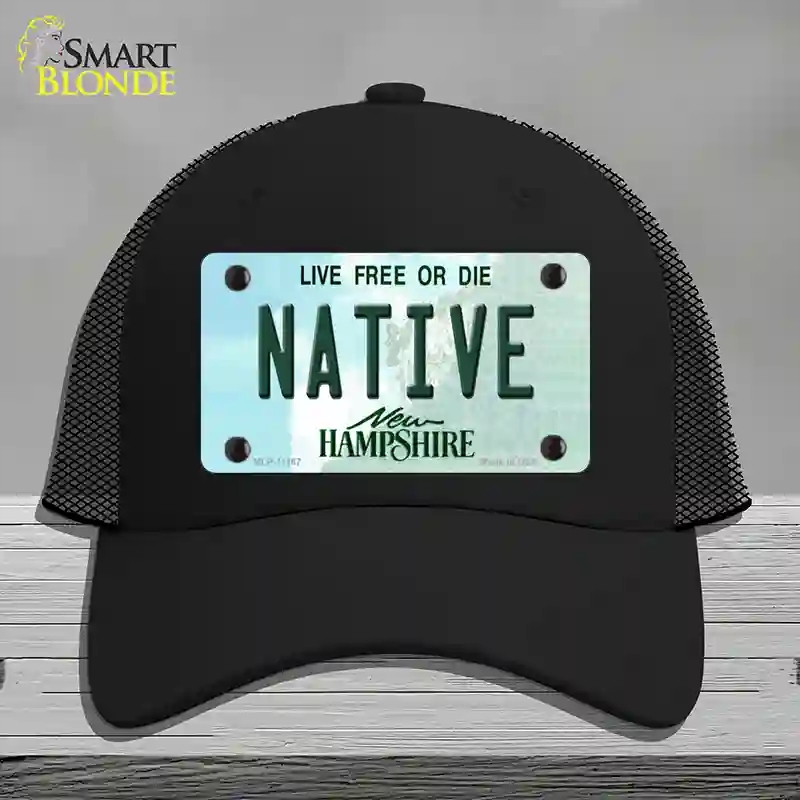 HAT01-MLP-11167 Native   Hampshire State Novelty License Plate Hat, Mesh - Black