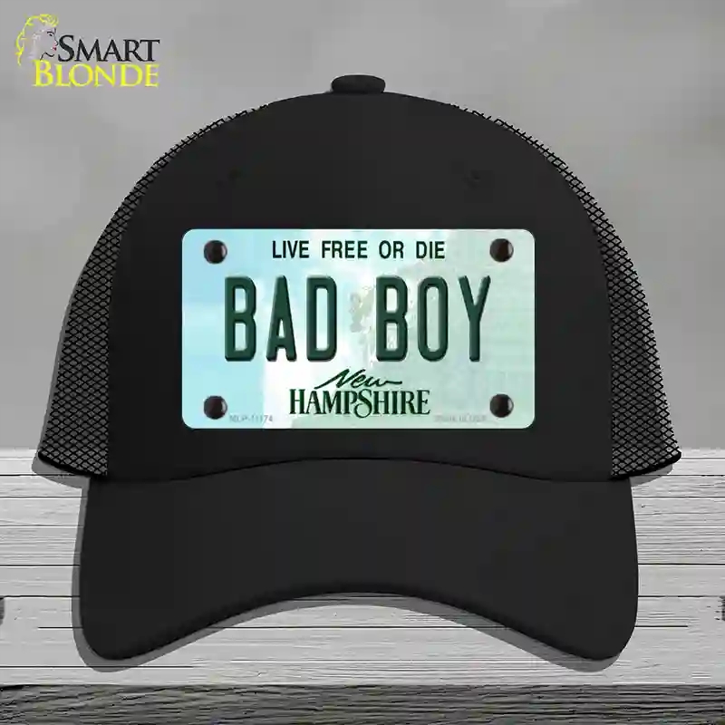 HAT01-MLP-11174 Bad Boy   Hampshire State Novelty License Plate Hat, Mesh - Black