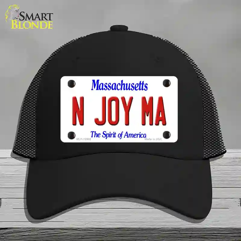HAT01-MLP-10980 N Joy MA Massachusetts Novelty License Plate Hat, Mesh - Black