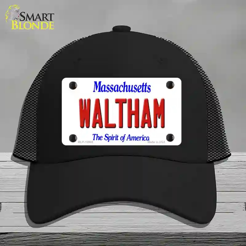 HAT01-MLP-10985 Waltham Massachusetts Novelty License Plate Hat, Mesh - Black