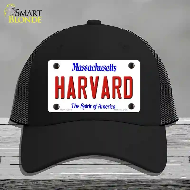 HAT01-MLP-10993 Harvard Massachusetts Novelty License Plate Hat, Mesh - Black