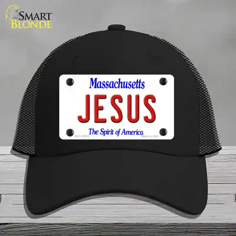 HAT01-MLP-11003 Jesus Massachusetts Novelty License Plate Hat, Mesh - Black