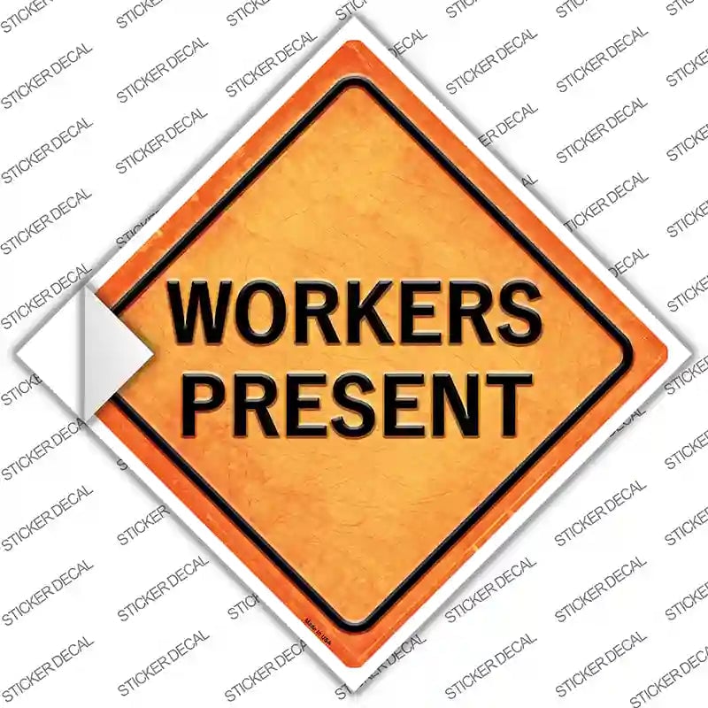 CX-491s-L Workers Present Novelty Diamond Sticker Decal, Large