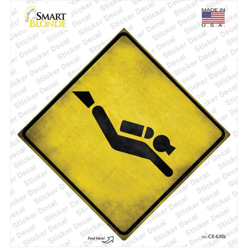 CX-630s-M Scuba Diver Novelty Diamond Sticker Decal, Medium