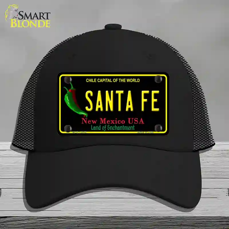 HAT01-MLP-12050 Santa Fe   Mexico Novelty License Plate Hat, Mesh - Black