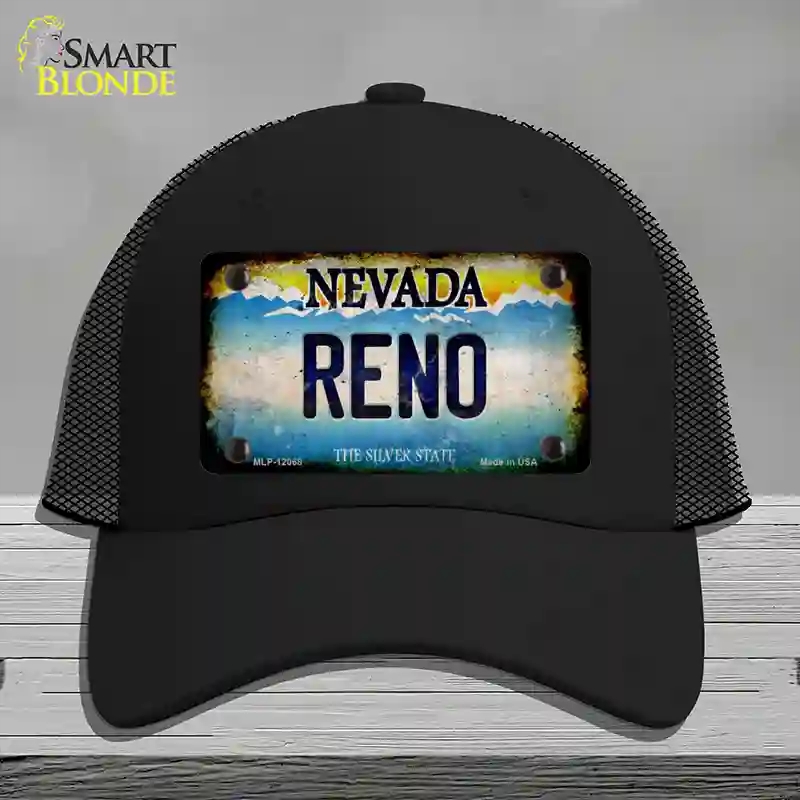 HAT01-MLP-12068 Nevada Reno Novelty License Plate Hat, Mesh - Black