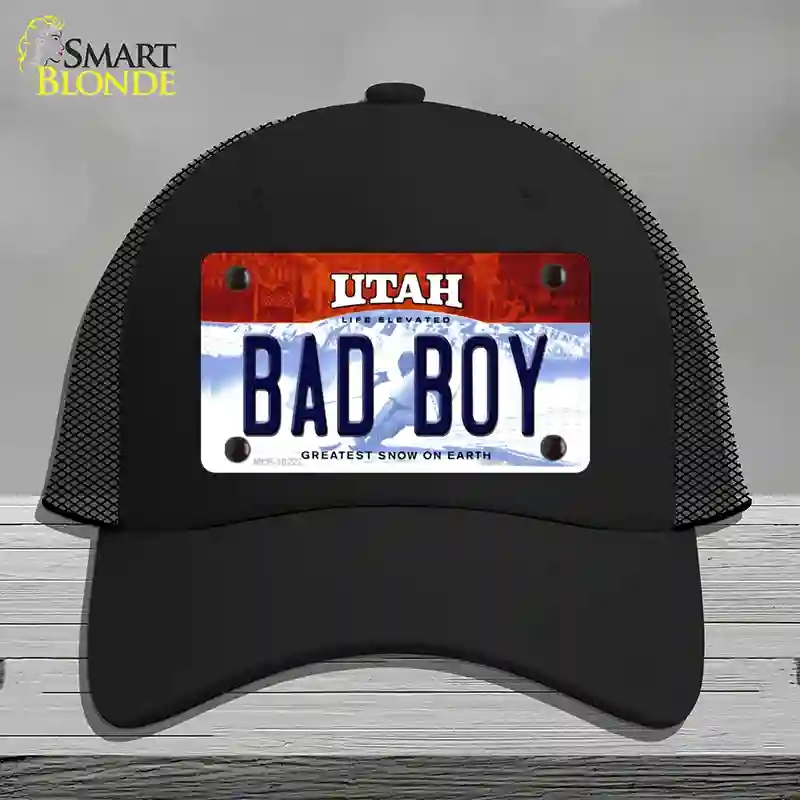 HAT01-MLP-10222 Bad Boy Utah Novelty License Plate Hat, Mesh - Black