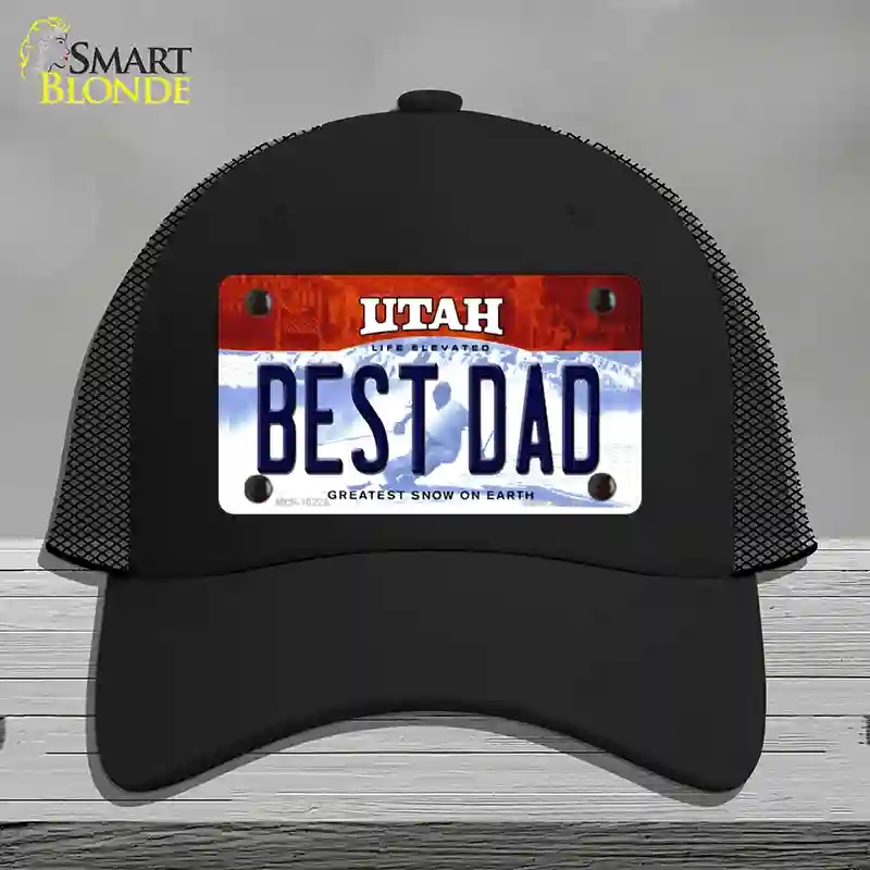 HAT01-MLP-10225 Best Dad Utah Novelty License Plate Hat, Mesh - Black
