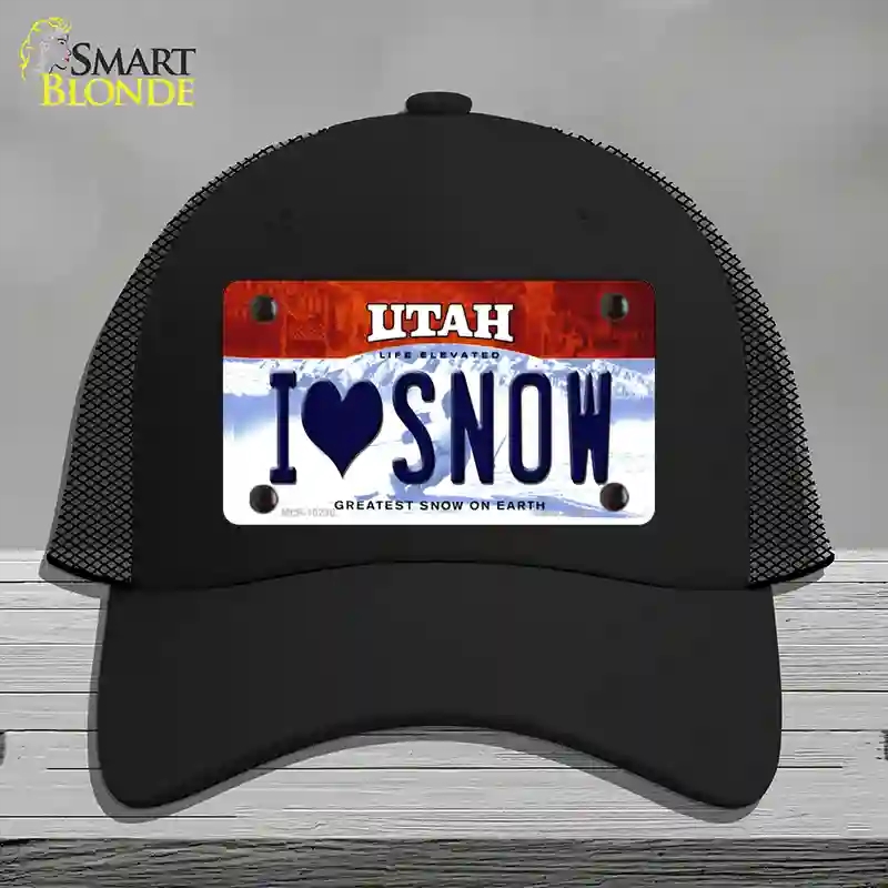 HAT01-MLP-10236 I Love Snow Utah Novelty License Plate Hat, Mesh - Black