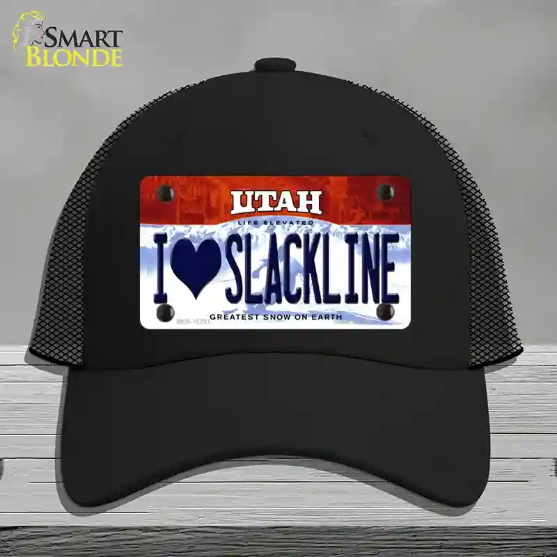 HAT01-MLP-10237 I Love Slackline Utah Novelty License Plate Hat, Mesh - Black