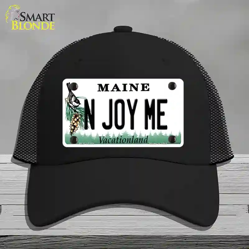 HAT01-MLP-10385 N Joy ME Maine Novelty License Plate Hat, Mesh - Black
