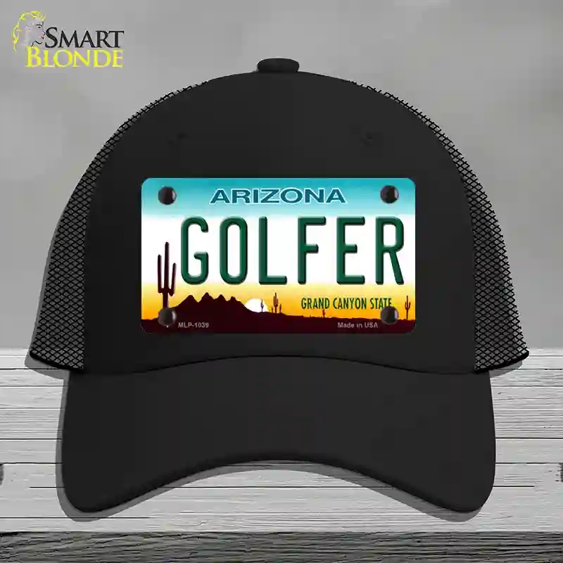HAT01-MLP-1039 Golfer Arizona Novelty License Plate Hat, Mesh - Black