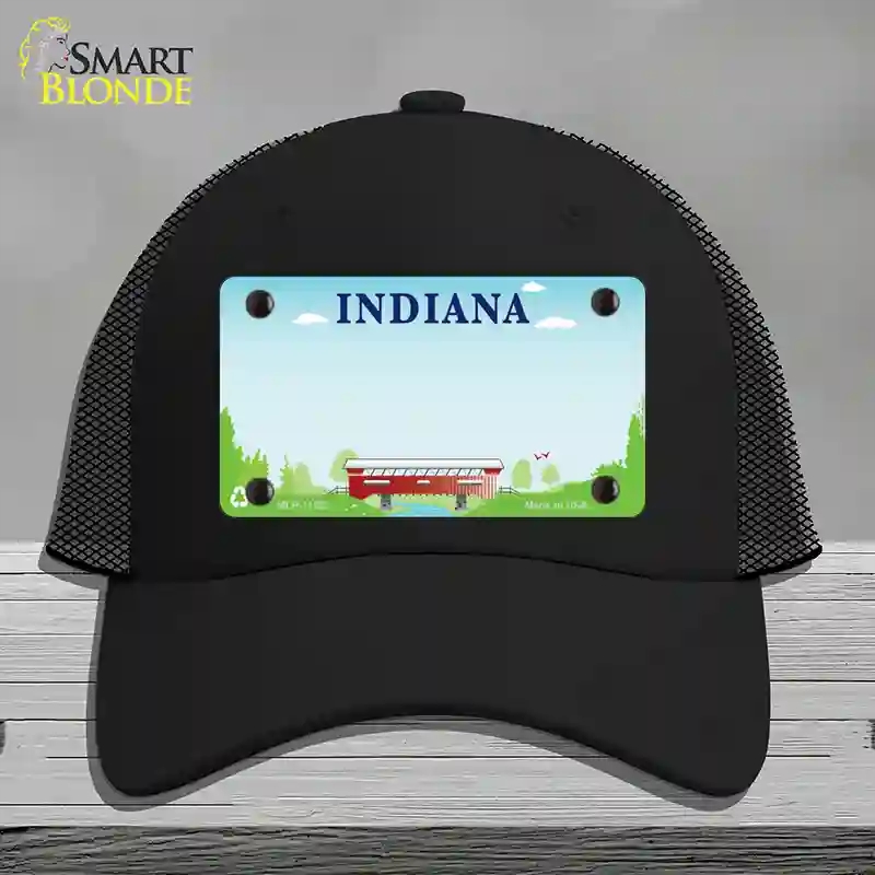 HAT01-MLP-11522 Indiana Recycle State Blank Novelty License Plate Hat, Mesh - Black