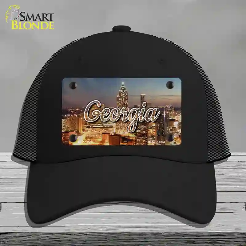 HAT01-MLP-11593 Georgia City Lights State Novelty License Plate Hat, Mesh - Black