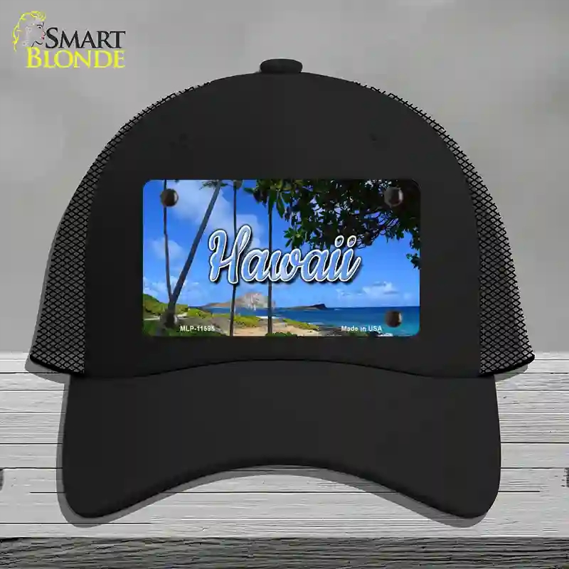 HAT01-MLP-11595 Hawaii Palm Trees State Novelty License Plate Hat, Mesh - Black
