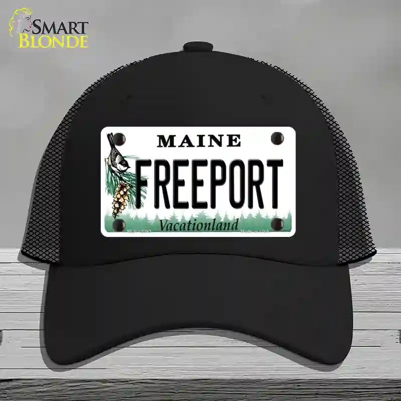 HAT01-MLP-10393 Freeport Maine Novelty License Plate Hat, Mesh - Black