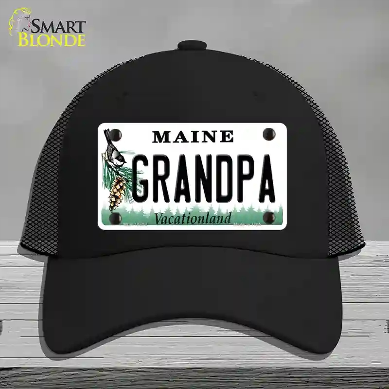 HAT01-MLP-10404 Grandpa Maine Novelty License Plate Hat, Mesh - Black