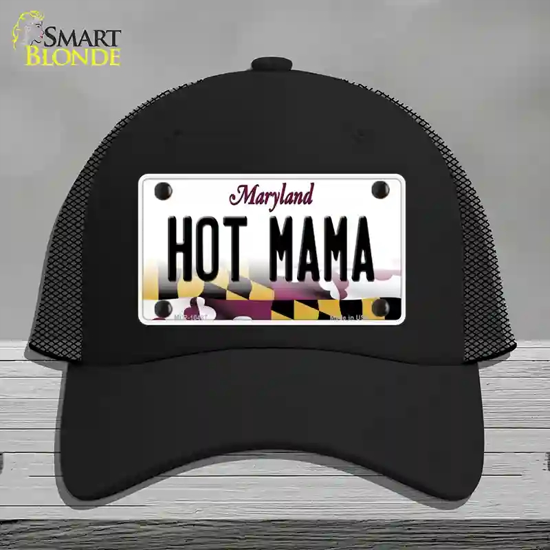 HAT01-MLP-10487 Hot Mama Maryland Novelty License Plate Hat, Mesh - Black