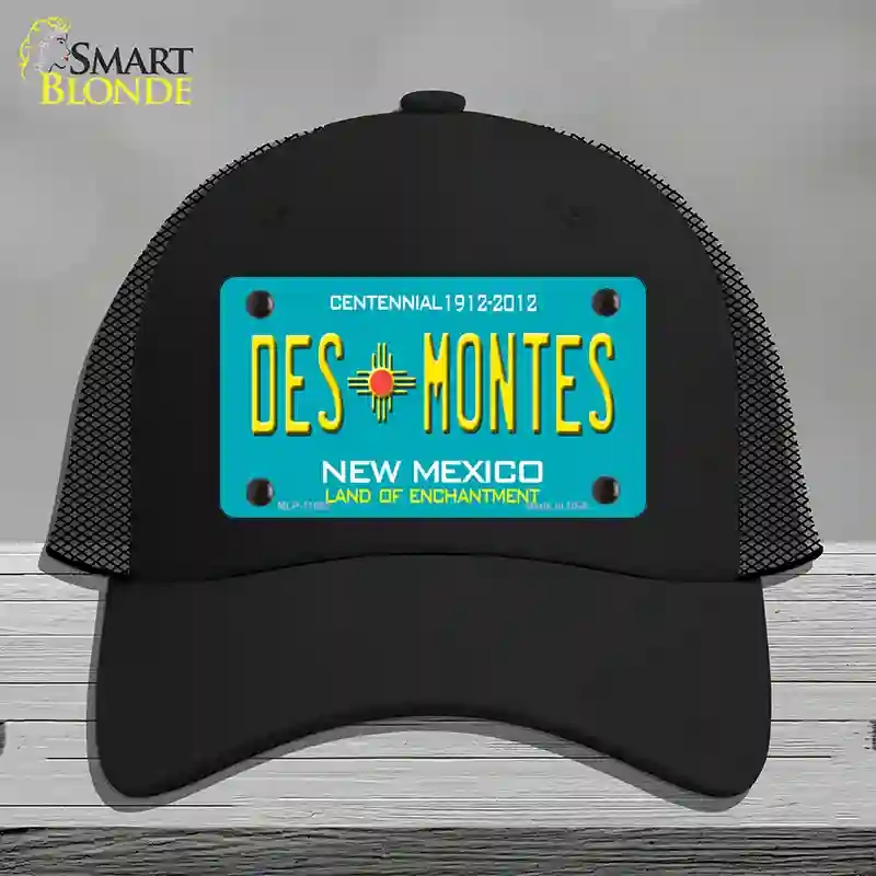 HAT01-MLP-11652 Des Montes Teal   Mexico Novelty License Plate Hat, Mesh - Black
