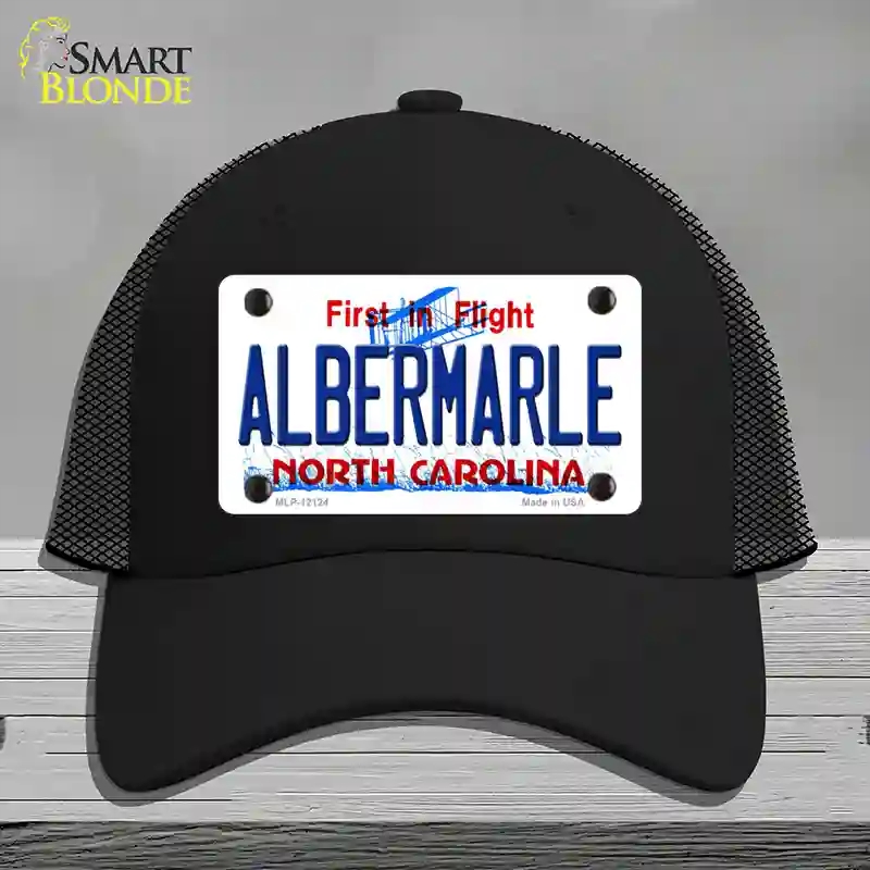 HAT01-MLP-12124 Albermarle North Carolina State Novelty License Plate Hat, Mesh - Black