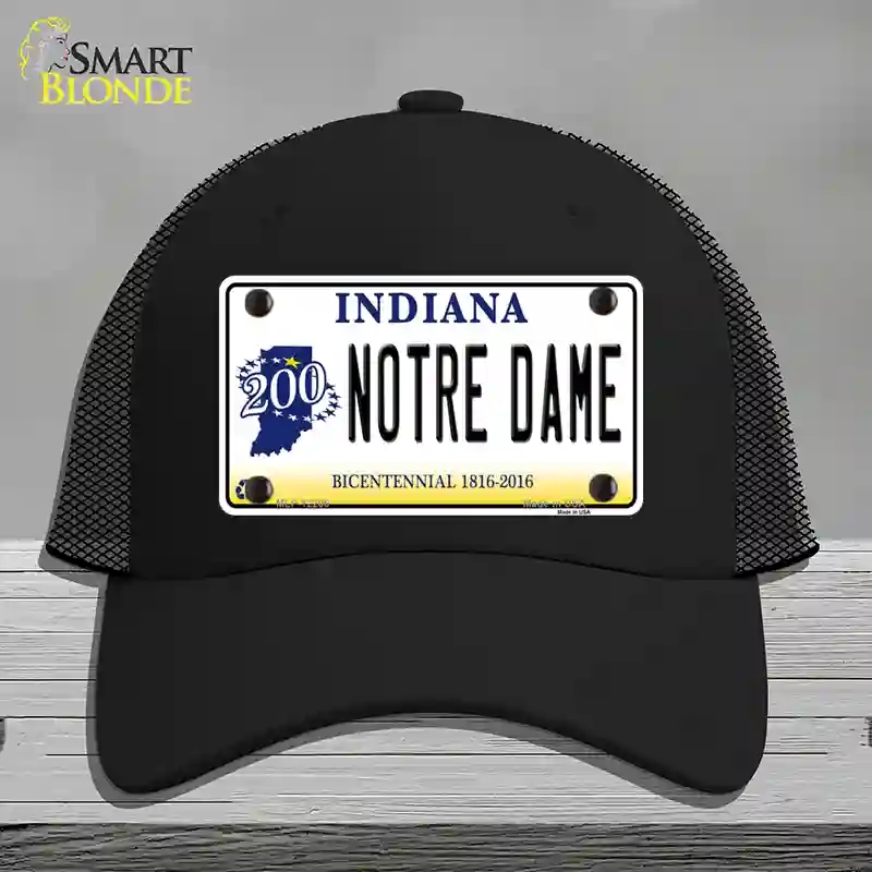HAT01-MLP-12206 Notre Dame Indiana Novelty License Plate Hat, Mesh - Black