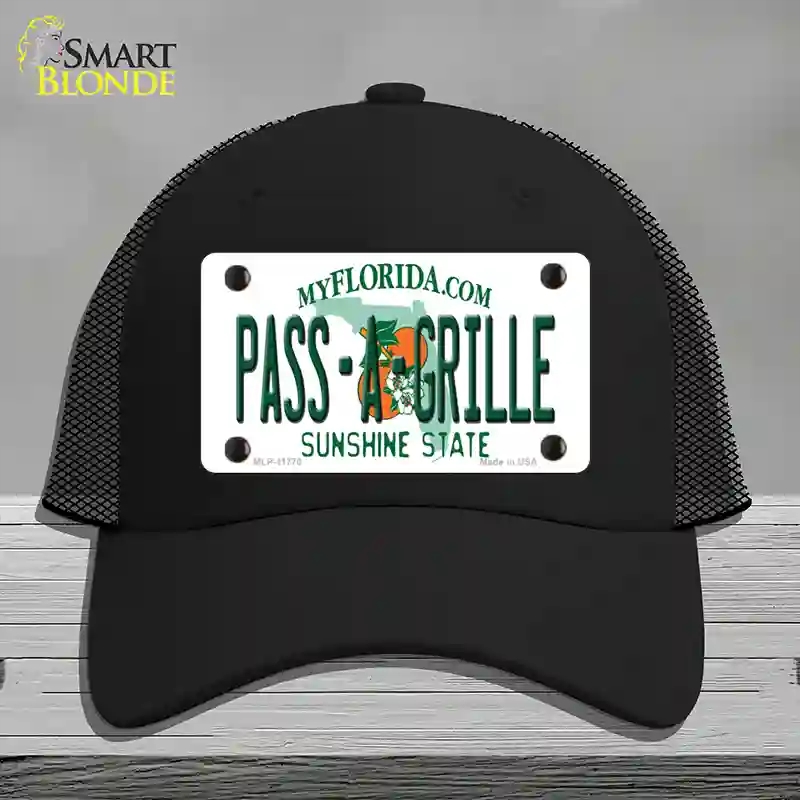 HAT01-MLP-11770 Pass a Grille Florida Novelty License Plate Hat, Mesh - Black