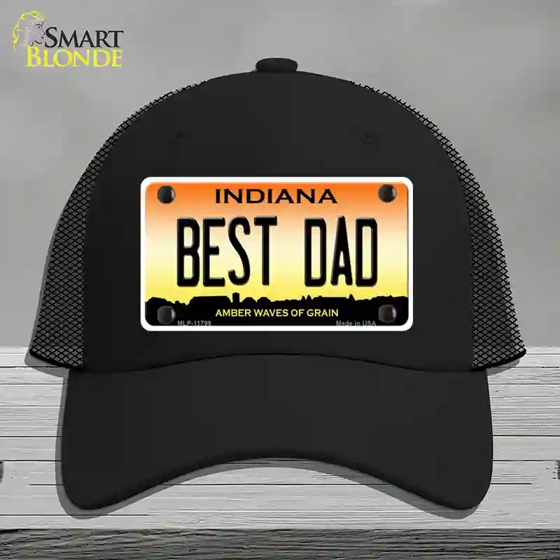 HAT01-MLP-11799 Best Dad Indiana Novelty License Plate Hat, Mesh - Black